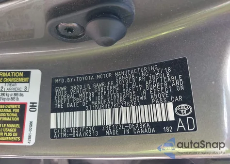 2019 Toyota Corolla Se z USA, uszkodzony, nr VIN 2T1BURHE7KC216261